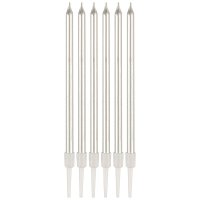 Свеча для торта с подставкой 6шт серебро (1*Bl) (300)