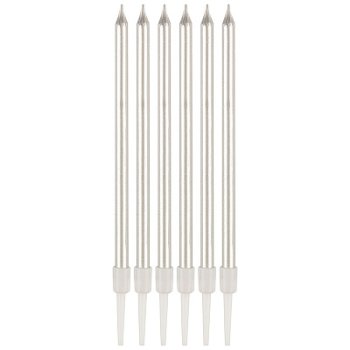 Свеча для торта с подставкой 6шт серебро (1*Bl) (300)