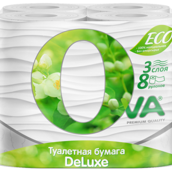 Бумага туалетная Ova 3сл Deluxe 8шт (12/192)