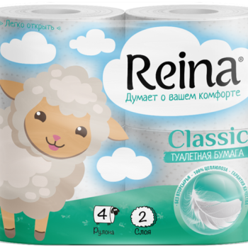 Бумага туалетная Reina 2сл Classic  4шт (12/384)