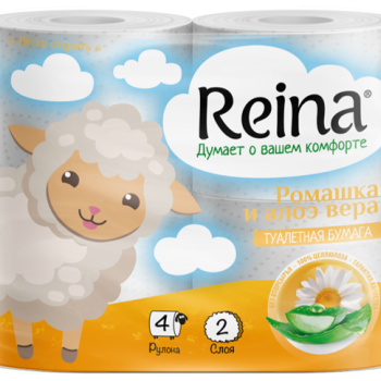 Бумага туалетная Reina 2сл Classic  4шт Ромашка и алоэ (12/384)