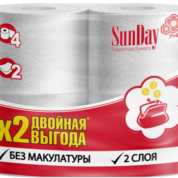 Бумага туалетная SunDay 2сл 4шт (30/480)