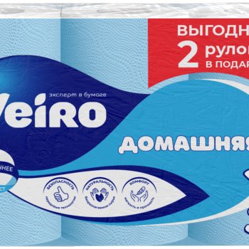 Бумага туалетная Veiro 2слоя Домашняя  6шт белый (8/384)
