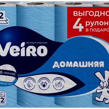 Бумага туалетная Veiro 2слоя Домашняя 12шт белый(4/192)