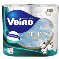Бумага туалетная Veiro 3слоя Delicate aroma cotton 4шт (10/480)*