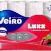 Бумага туалетная Veiro 3слоя Luxx Aroma 12шт Малина декор красный (6/192)