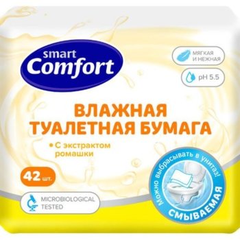 Туалетная бумага влаж Smart Comfort 42шт Kids ромашка (45)