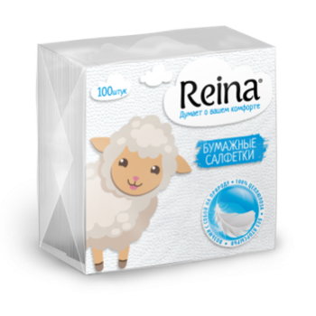 Салфетки Reina 1слой белые 100шт (60/960)