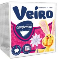 Салфетки бумажные Veiro 1слой  белые 100шт (45/1260)