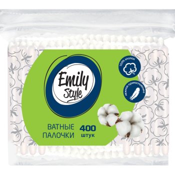 Ватные палочки Emily Style 100шт пластик пакет (24)