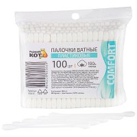 Ватные палочки РыжийКот 100шт пластик пакет (240)
