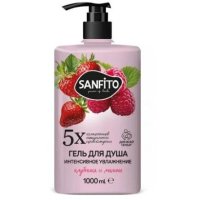 Гель для душа Sanfito 1л Клубника и малина интенсивное увлажнение
