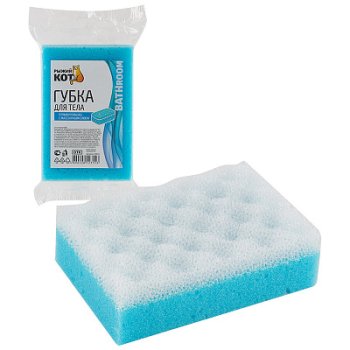 Губка для тела поролон 13х9х4см Рыжий кот (30)