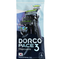 Станок одноразовый Dorco Pace3 3лезвия увл полоска 4шт (12/144)