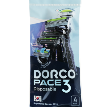 Станок одноразовый Dorco Pace3 3лезвия увл полоска 4шт (12/144)