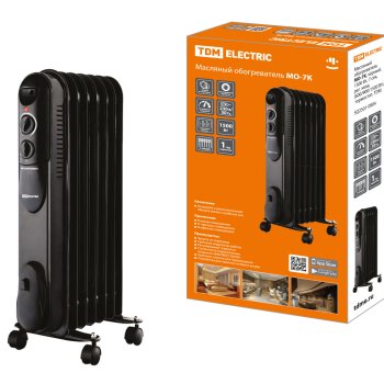 Масляный обогреватель TDM МО-7К 1,5кВт 7секций термостат черный (1)