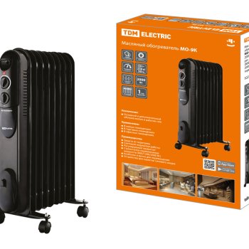 Масляный обогреватель TDM МО-9К 2кВт 9секций термостат черный (1)