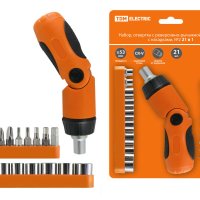 Набор отвертка с реверсивно-рычажной рукояткой с насадками №2 21 предмет TDM (36)