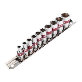 Набор головок Rexant 10шт 1/4" 4-13мм шестигранные CR-V