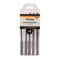 Набор буров по бетону 5-6х110, 6-8-10х160 мм, 5 шт., в пластиковой коробке SDS PLUS Kranz