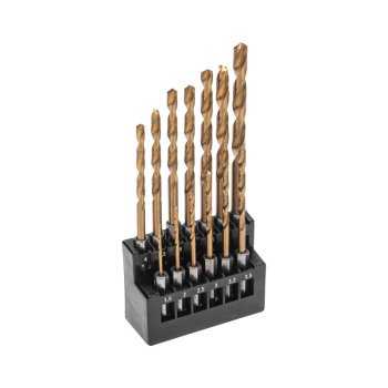 Набор сверл по металлу D1.5-6.5мм через 0.5мм, 3.2мм 4.8мм HSS Титан 13шт шестигранный хвостовик Kranz