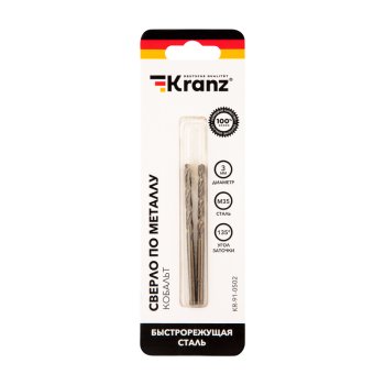 Сверло по металлу 3мм HSS DIN338 2шт Kranz «Кобальт» (400)