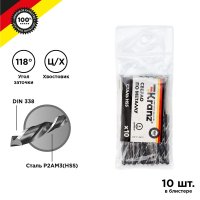 Сверло по металлу 4мм HSS DIN338 10шт Kranz (400)