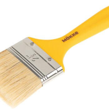 Кисть плоская 63мм пластиковая ручка, натуральная щетина, для ЛКМ на алкидной основе Mokke Standart (1/12)