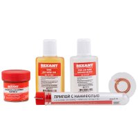 Набор для пайки Rexant К1 универсальный припой, флюс, канифоль, медная оплетка