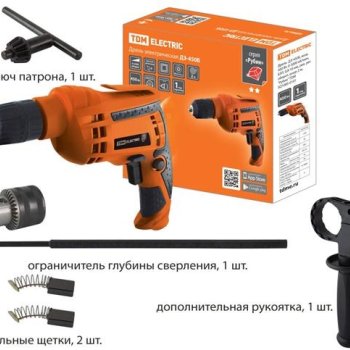 Дрель ДЭ-450Б 450Вт 0,8-10мм 3000об/мин реверс регулировка оборотов шнур 2м TDM (10)