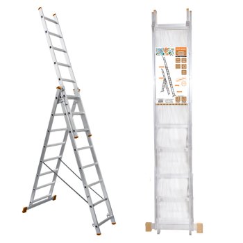 Лестница TDM ЛА3х10 (алюминиевая, 3-секционная, 10-ступеней, 6.27м) (1)