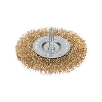 Щетка дисковая для дрели витая латунированная проволока 100мм Kranz (10)