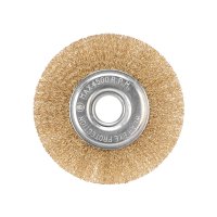 Щетка дисковая для УШМ витая латунированная проволока 125мм отв. 22.23мм Kranz (10)