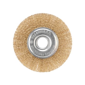 Щетка дисковая для УШМ витая латунированная проволока 125мм отв. 22.23мм Kranz (10)