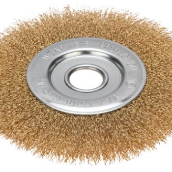 Щетка дисковая для УШМ, витая латунированная проволока, 150мм, отв. 22,23мм KRANZ