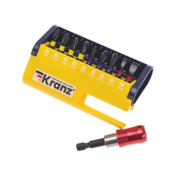 Набор бит с магнитным держателем пластиковый кейс 10шт Kranz