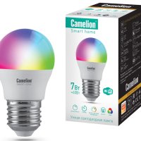 Умная лампа диодная шар G45 7Вт Е27 RGBСW WiFi Camelion (10/100)
