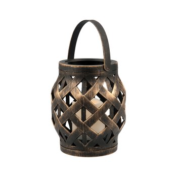 Декоративный фонарь со свечкой в плетеном корпусе 3000К 14х14х16.5см 3хААА бронза (1/12)