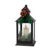 Декоративный фонарь со свечкой и шишкой 3000К 10.7х10.7х23.5см 3хААА черный (1/12)