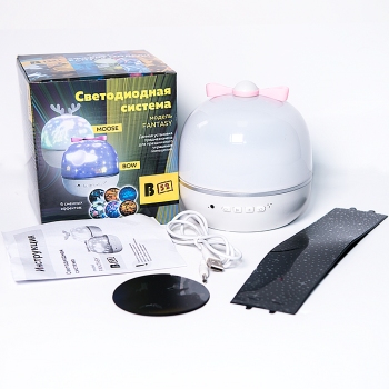 Светодиодная система B52 "FANTASY BOW" (ночник + 6 проекций: ночь, ДР, любовь, лошадки, планеты, подводный мир) 1Вт 5В/220В/ААА*4шт (не в комплекте)