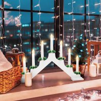 Фигурка Новогодняя горка 7 свечек 3000К 220В белый (1/10)