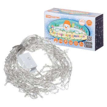 Бахрома TDM 120LED 1.9х0.5м белый 8 режимов IP20 (100)