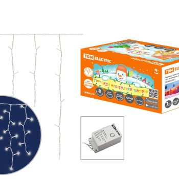 Бахрома TDM 120LED 2.5х0.6м белый 8 режимов IP44 (20)