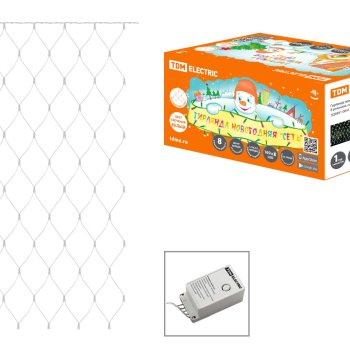 Сетка TDM 168LED  1.5х2.5м белый свет 8 режимов IP44 (12)