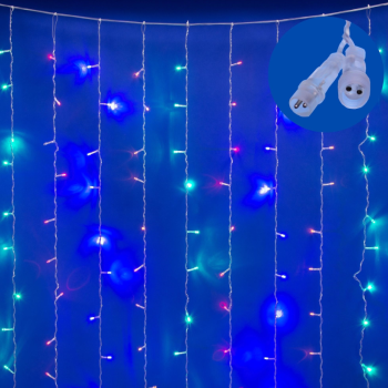 Занавес Uniel ULD-C3020-240 240LED MULTI 3х2м соединяемая провод прозрачный IP44 (12)