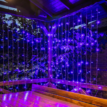 Занавес Uniel ULD-C3020-240 240LED белый+синий 3х2м соединяемая мерцание провод прозрачный IP44 (12)