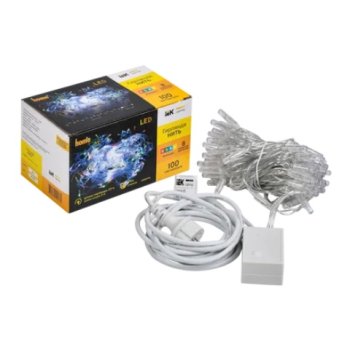 Гирлянда уличная IEK 100LED 10м 3000К прозрачный шнур мерцание IP44 (30)