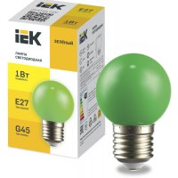 Лампа диодная шар G45  1Вт Е27 IEK зеленый (200)