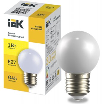 Лампа диодная шар G45  1Вт Е27 IEK холодный белый (200)