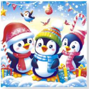 Салфетки GrandPero Deluxe 33х33 3сл 20шт Пингвины (12)